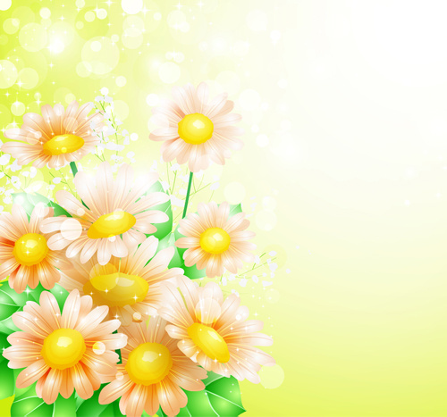 Shiny spring flowers creative background vector Free vector in