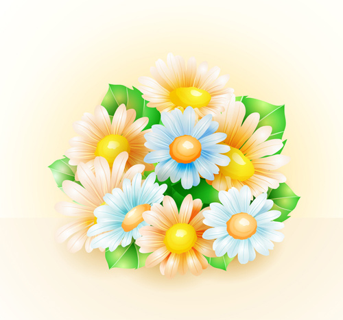 shiny spring flowers creative background vector