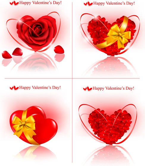 shiny valentine hearts vector cards