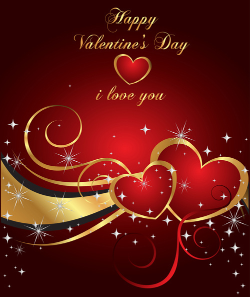 shiny valentine hearts vector cards