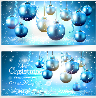 shiny xmas ball with banners vector 