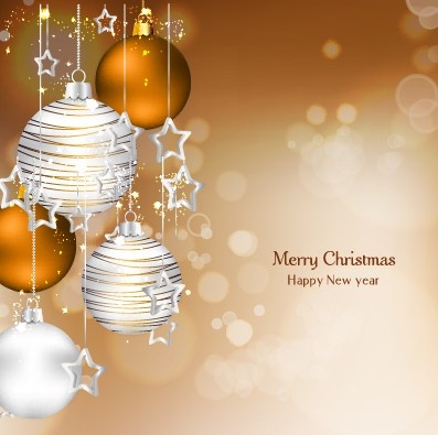 shiny xmas baubles design background vector 