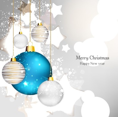 shiny xmas baubles design background vector 