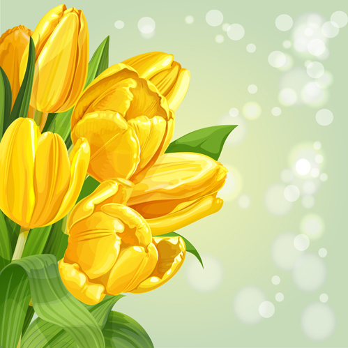 shiny yellow tulips vector background art