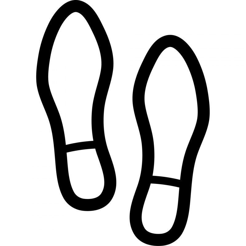 shoe prints sign icon flat black white outline 