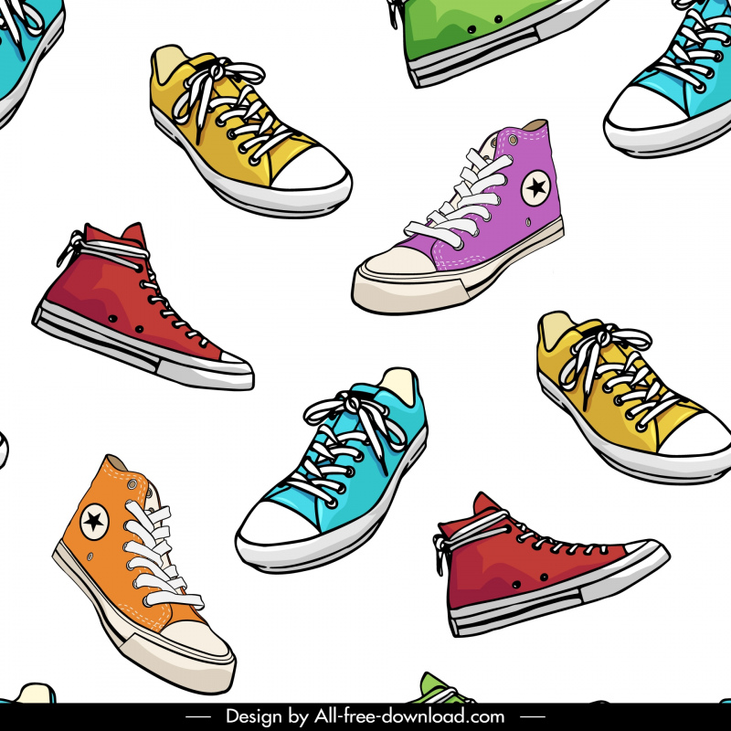 shoes pattern template colorful 3d