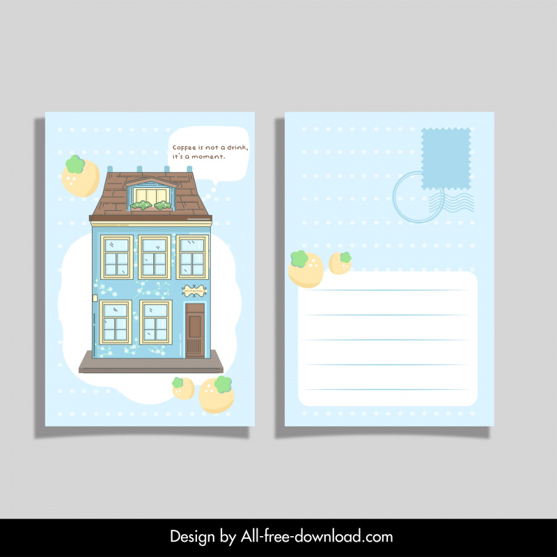 shophouse with positive quotes postcard template elegant flat bright
