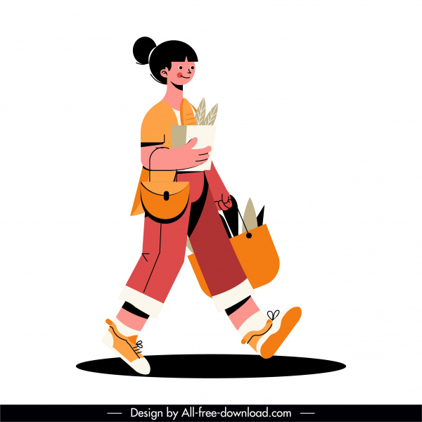 shopper icon colored cartoon character sketch