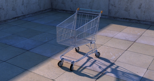empty shopping cart on ground 