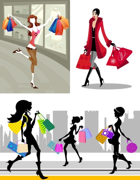 shopping fashion figures vector