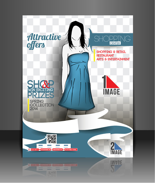shopping flyers cover with girl vector illustration 