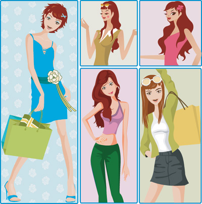shopping women vector