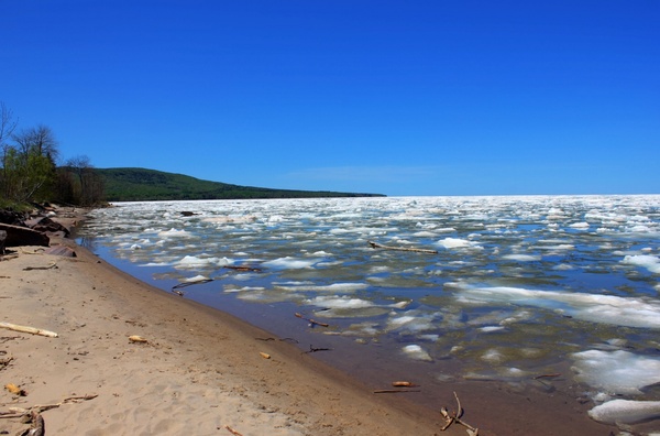 shoreline of superior at porcupine mountains state park michigan 