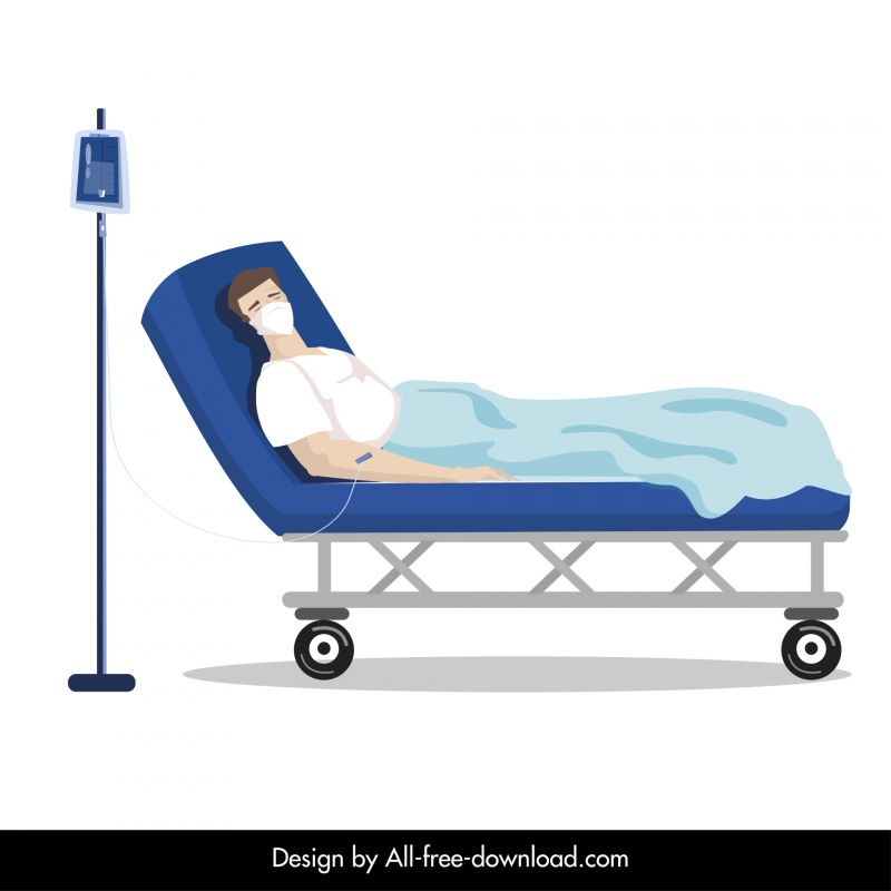 sick patient in bed icon cartoon design 