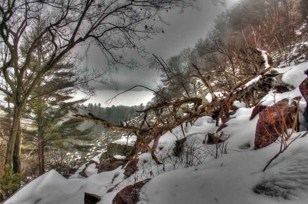 side of the winter mountain at devil039s lake state park wisconsin