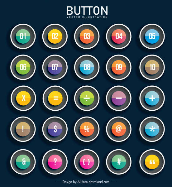 sign buttons templates colorful modern transparent circles