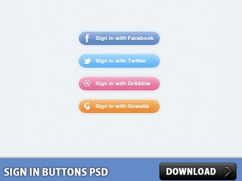 Sign In Buttons PSD