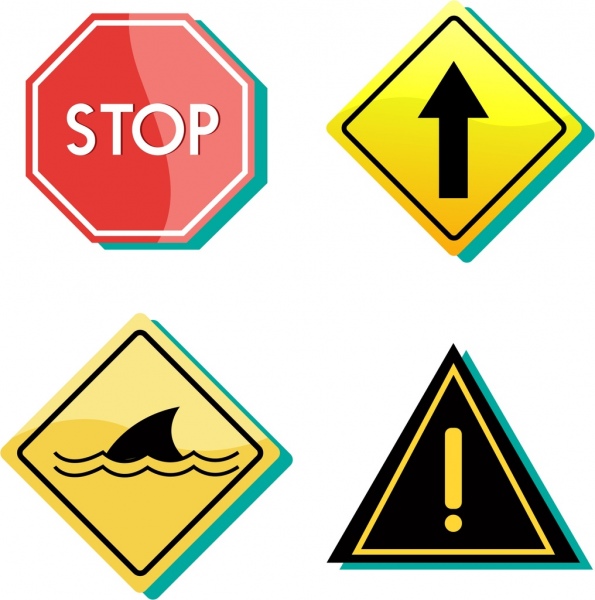 signboard collection colorful design various geometric shapes