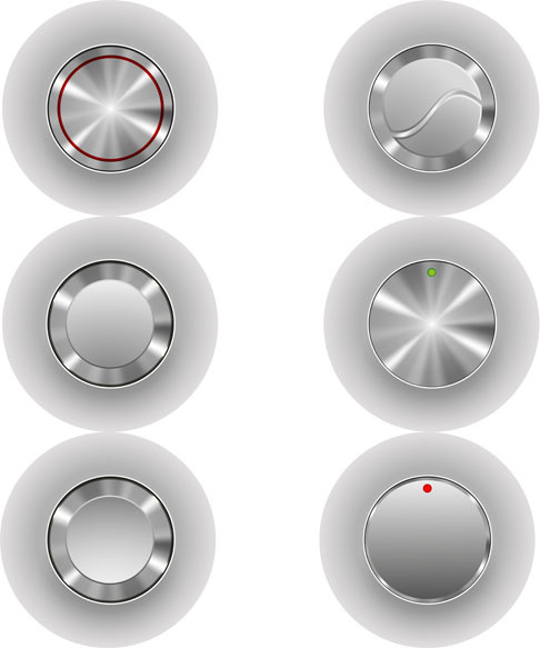 silver metal player button vector
