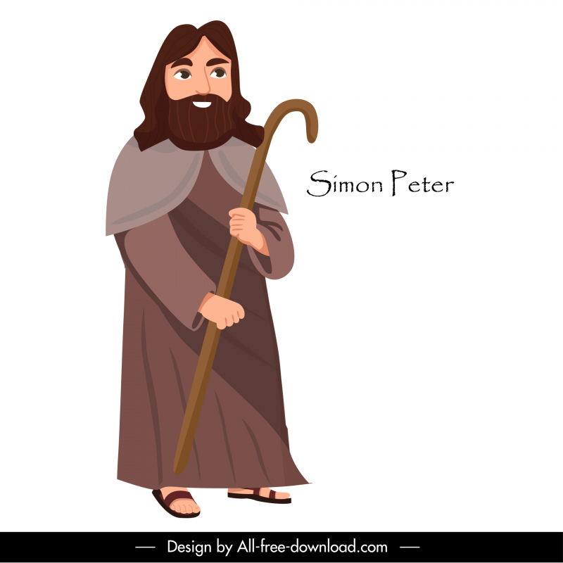 simon peter apostle christian icon vintage cartoon character design