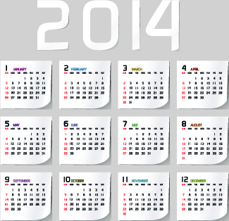 simple14 calendar design vector set 