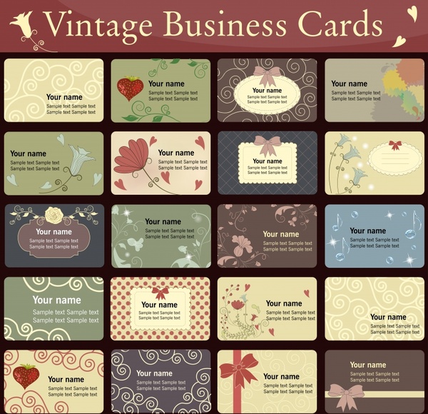 business cards templates elegant dark colored retro decor 