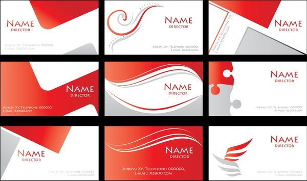 name card templates modern red white abstract decor