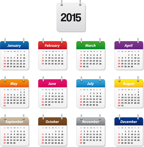 simple colored15 calendar vector graphic