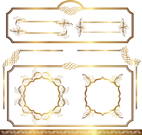 simple golden ornaments frames vector