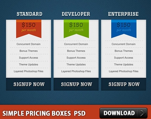 Simple Pricing Boxes Free PSD