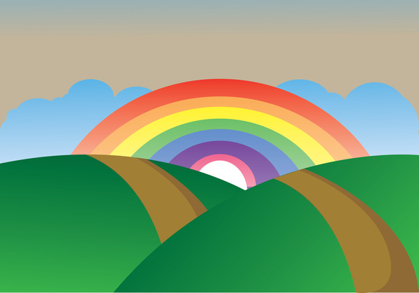 simple rainbow landscape