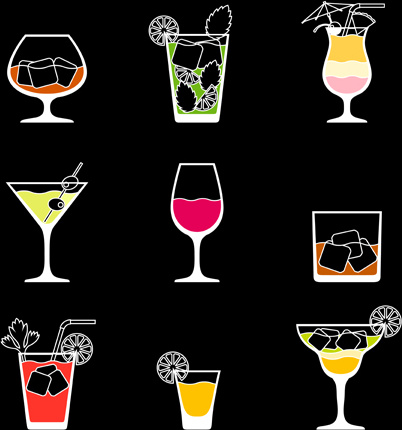 simple summer drink icons vectors
