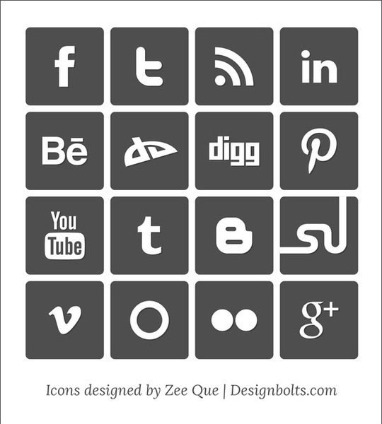 simple vector social media icons set