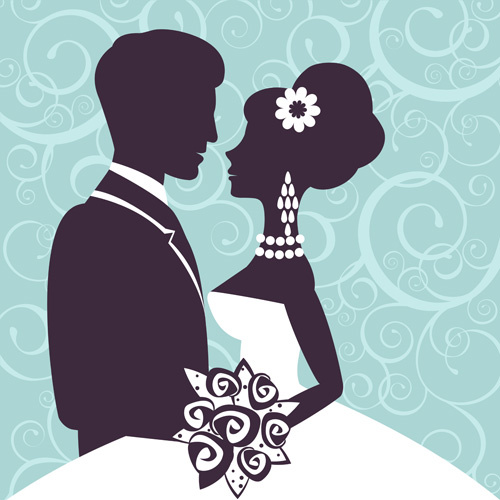 sina with bride wedding vector silhouettes