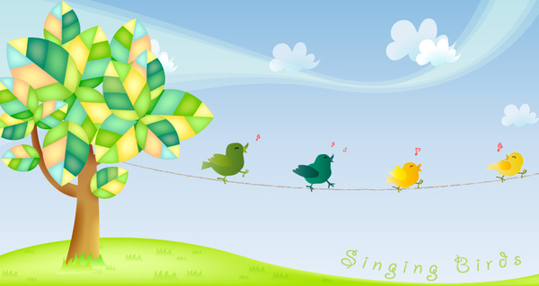 singing birds vector graphics