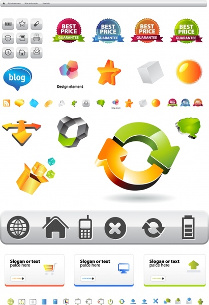 ui sale labels icons collection colored flat 3d