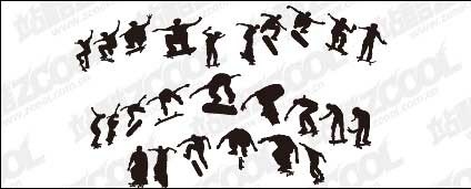 Skateboarding figure silhouettes vector