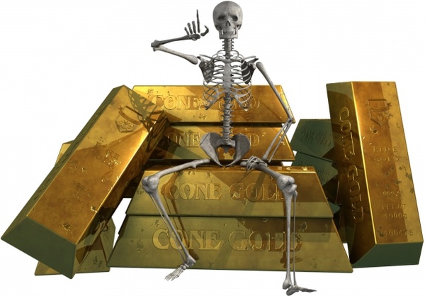 skeleton and gold