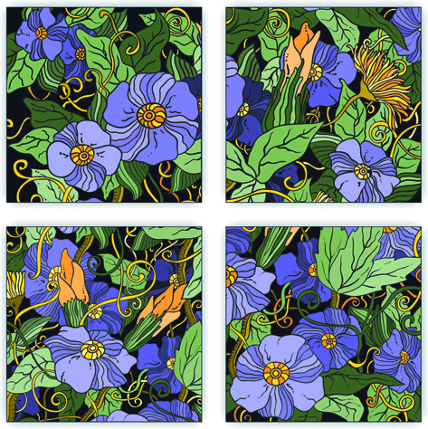 Sketch purple floral pattern vector Vectors in editable .ai .eps .svg ...
