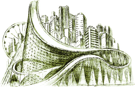 sketch urban building vector