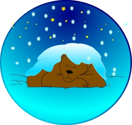 Sleeping Bear Under Stars With Snow | Circle clip art