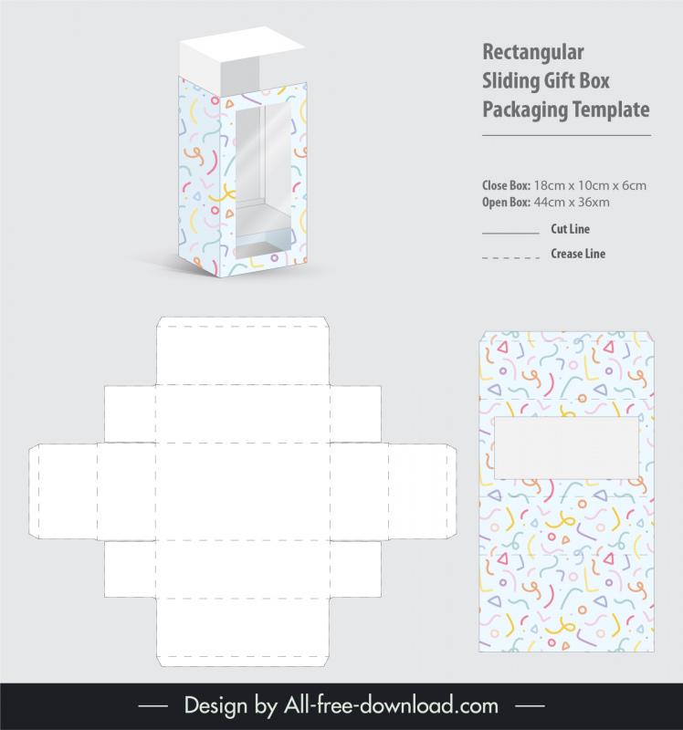 sliding gift box packaging template confetti decor 