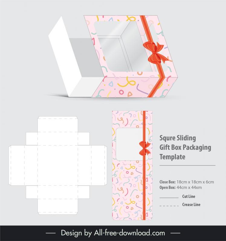 sliding gift box packaging template elegant flat 3d 