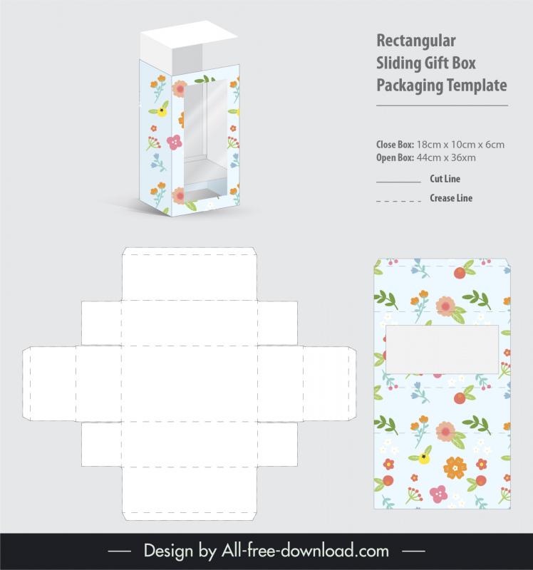 sliding gift box packaging template elegant modern petals leaves decor 