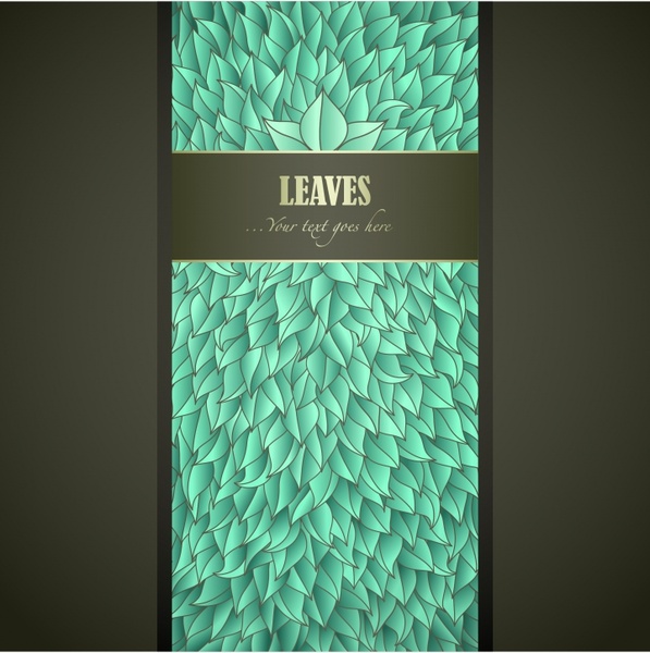 decorative cover background template green thick leaves sketch