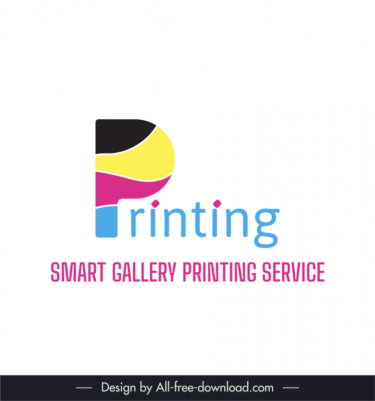 smart gallery printing service logo template flat colorful stylized texts curves decor