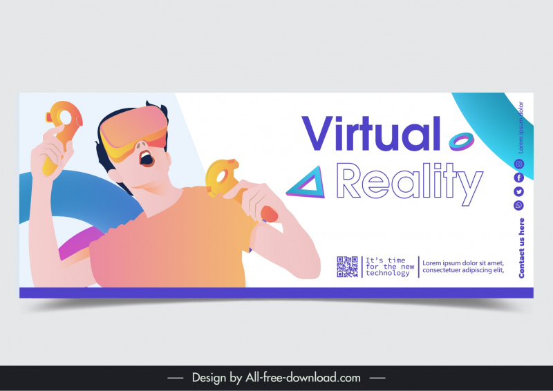 smart glasses gaming banner template bright dynamic cartoon