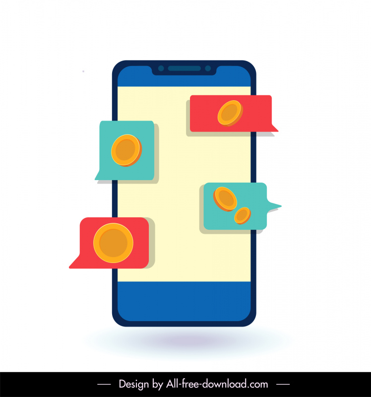 smart phone forex app icon coins speech bubbles decor