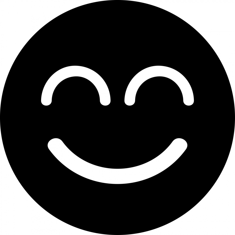 smile beam emoticon flat black white contrast circle face outline