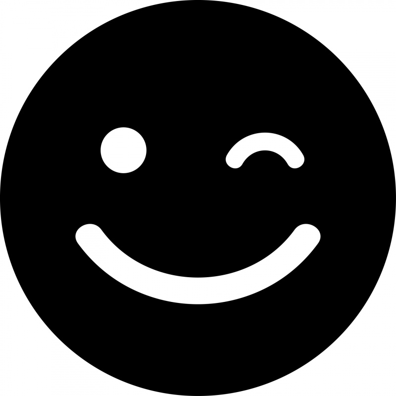 smile wink emoticon flat black white contrast circle face sketch